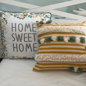 Pillow Bundle yellow blue decorative one is Pier 1. Like new